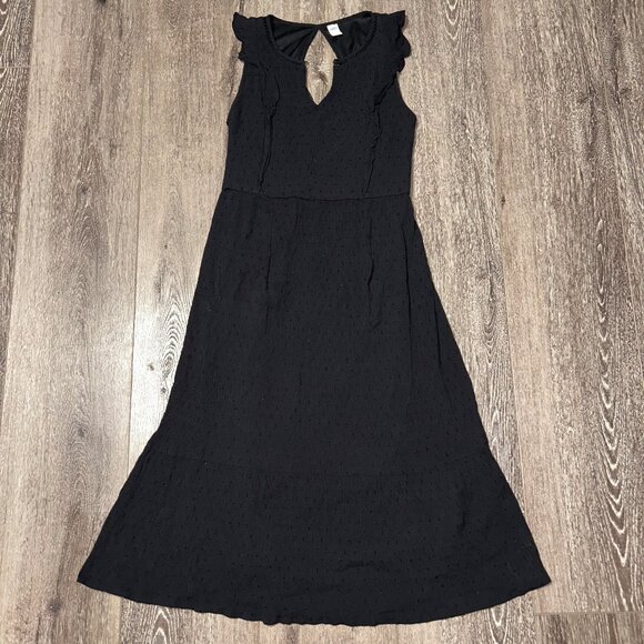 Old Navy Dresses & Skirts - Old Navy Maxi Dress Womens Medium In Black Sleeveless Textured Ruffles